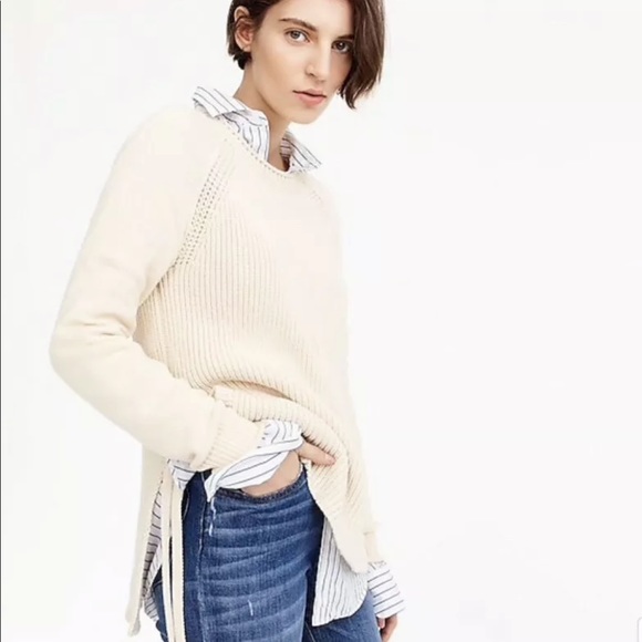 J. Crew Sweaters - J.Crew Side-tie crewneck sweater Champagne Ivory